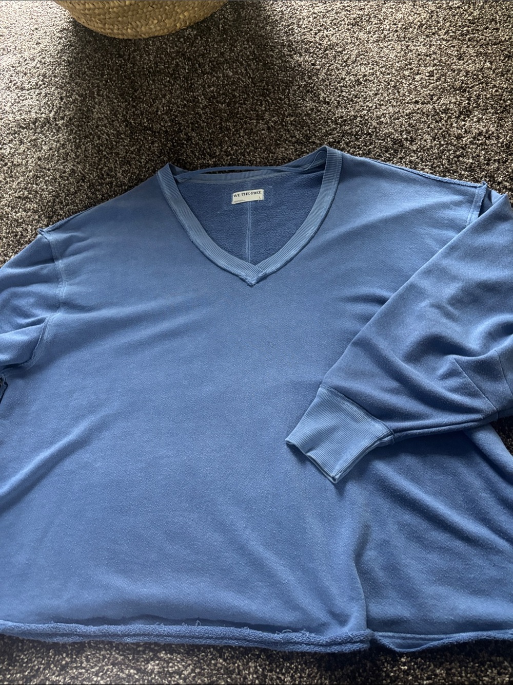 We The Free Blue V-Neck Pullover Sweatshirt